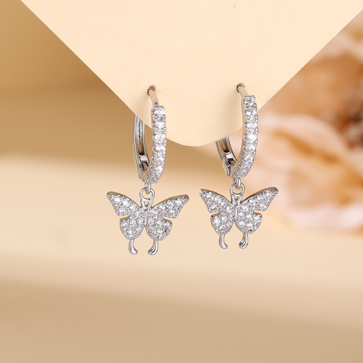 Women's Exquisite Zircon Butterfly Earrings, Fashionable